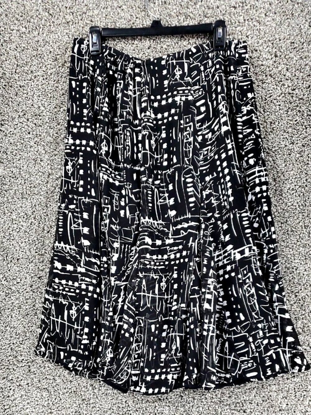 CHICO'S Geometric Design Black & White Skirt Women's Size 2 Large Women's 12